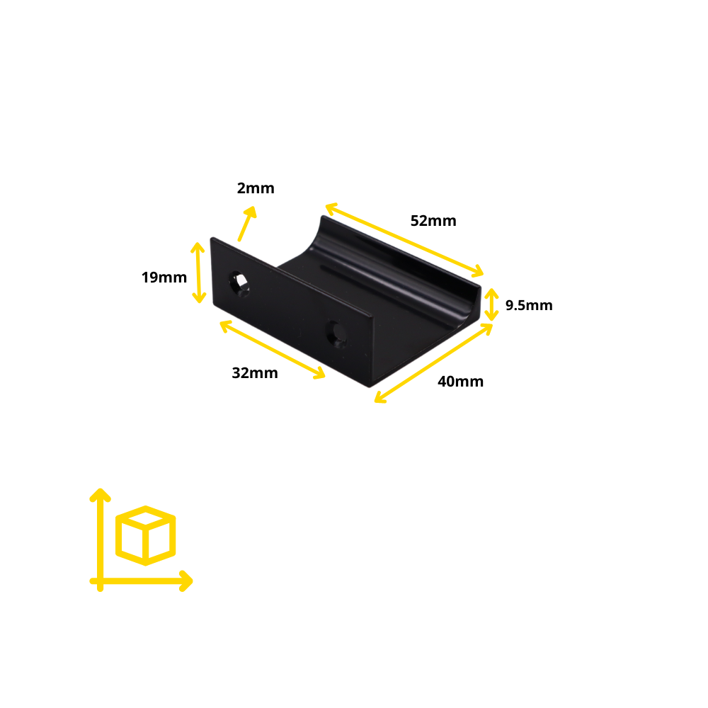 Mango de perfil de agarre Edge de 32 mm (longitud total de 52 mm) - Negro (4) – Furnica