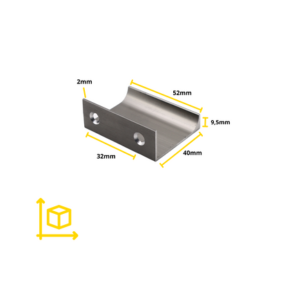 Mango de perfil de agarre Edge de 32 mm (longitud total de 52 mm) - Acero cepillado (4) – Furnica