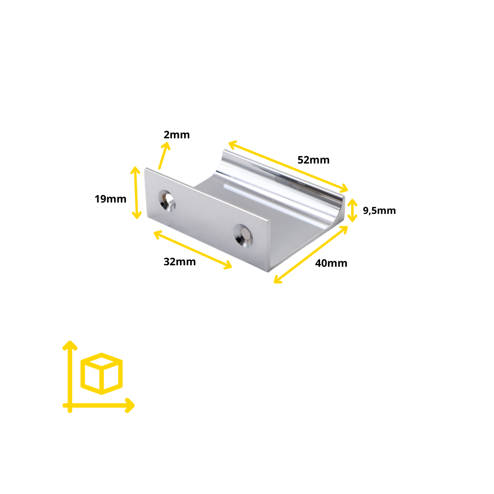 Mango de perfil de agarre en el borde de 32 mm (52 mm de longitud total) - Cromo (4) – Furnica