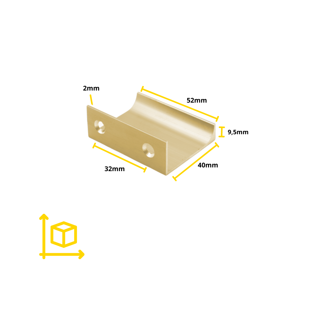 Mango de perfil de agarre Edge de 32 mm (52 mm de longitud total) - Dorado