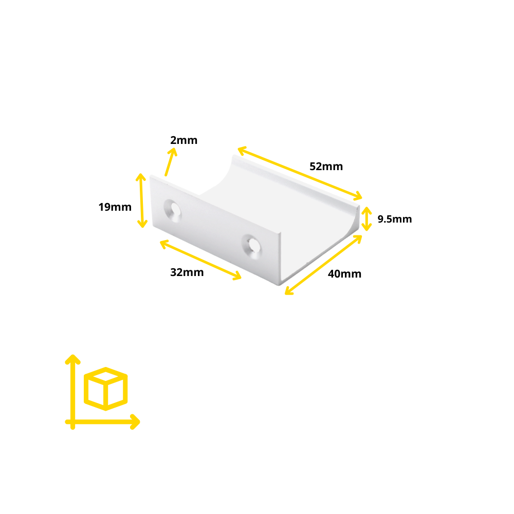 Mango de perfil de agarre Edge de 32 mm (52 mm de longitud total) - Blanco (4) – Furnica