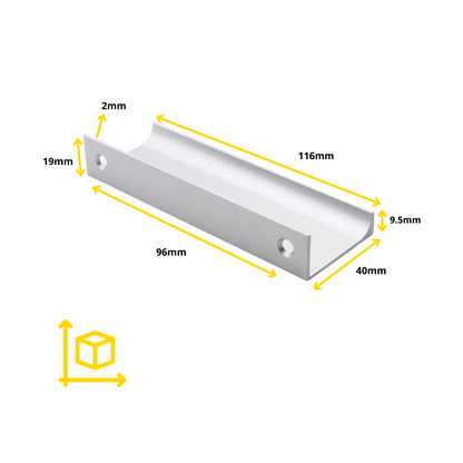 Mango de perfil de agarre Edge de 96 mm (116 mm de longitud total) - Aluminio (4) – Furnica