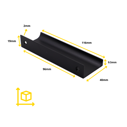 Mango de perfil de agarre Edge de 96 mm (116 mm de longitud total) - Negro (4) – Furnica