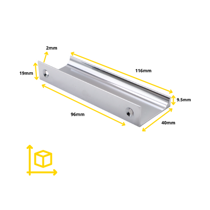 Mango de perfil de agarre en el borde de 96 mm (116 mm de longitud total) - Cromo (4) – Furnica