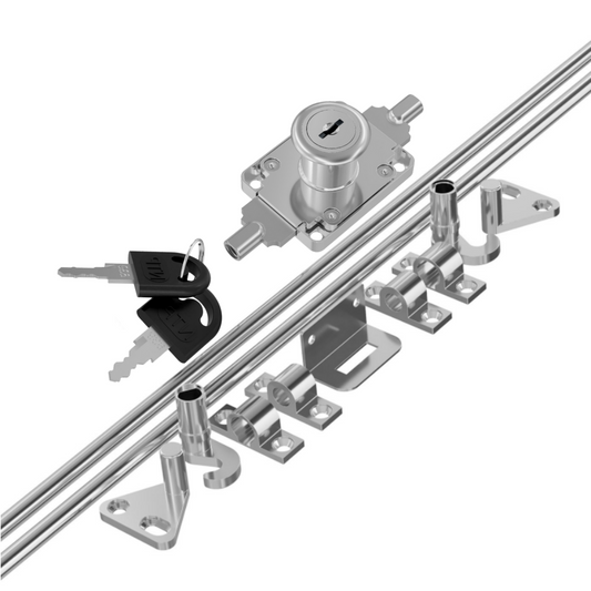 Cerradura de barra extensible de 19x22mm, 2 barras de L-1000mm - Cromo (2) – Furnica