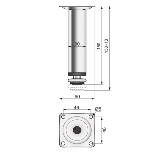 Pata de mueble de 150 mm - Satinado (2) – Furnica