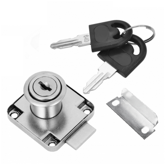 Cerradura para muebles de 19x22mm, versión con llave idéntica, nickel – Furnica