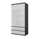 JOELLE - Armario de 2 puertas con 2 cajones - Antracita / Blanco Brillante - A180cm A90cm P50cm – Furnica