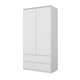 JOELLE - Armario de 2 puertas con 2 cajones - Blanco Mate - A180cm A90cm P50cm – Furnica
