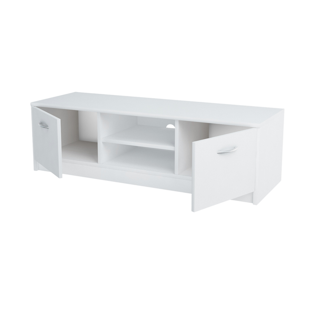 GRACE - Mueble TV con 2 puertas y 1 estante - Blanco Mate A36cm A120cm P41cm