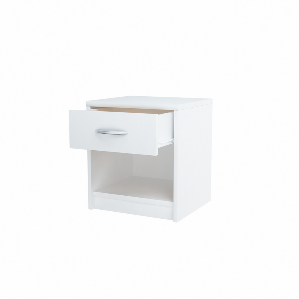 JULIA - Mesa de noche - Mesita de noche con 1 cajón - Blanco mate H45cm W39cm D35cm