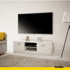 GRACE - Mueble TV con 2 puertas y 1 estante - Blanco Mate A36cm A120cm P41cm