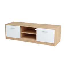 GRACE - Mueble TV con 2 puertas y 1 estante - Roble Sonoma / Blanco Mate A36cm A120cm P41cm