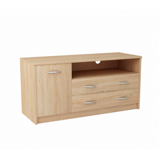 JULIA - Mueble de TV con 2 cajones y 1 puerta - Roble Sonoma H55cm W110cm D41cm