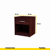 JULIA - Mesa de noche - Mesita de noche con 1 cajón - Wenge H45cm W39cm D35cm