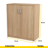 JULIA - Gabinete base con estantes - 2 puertas - Roble Sonoma H85cm W74cm D35cm
