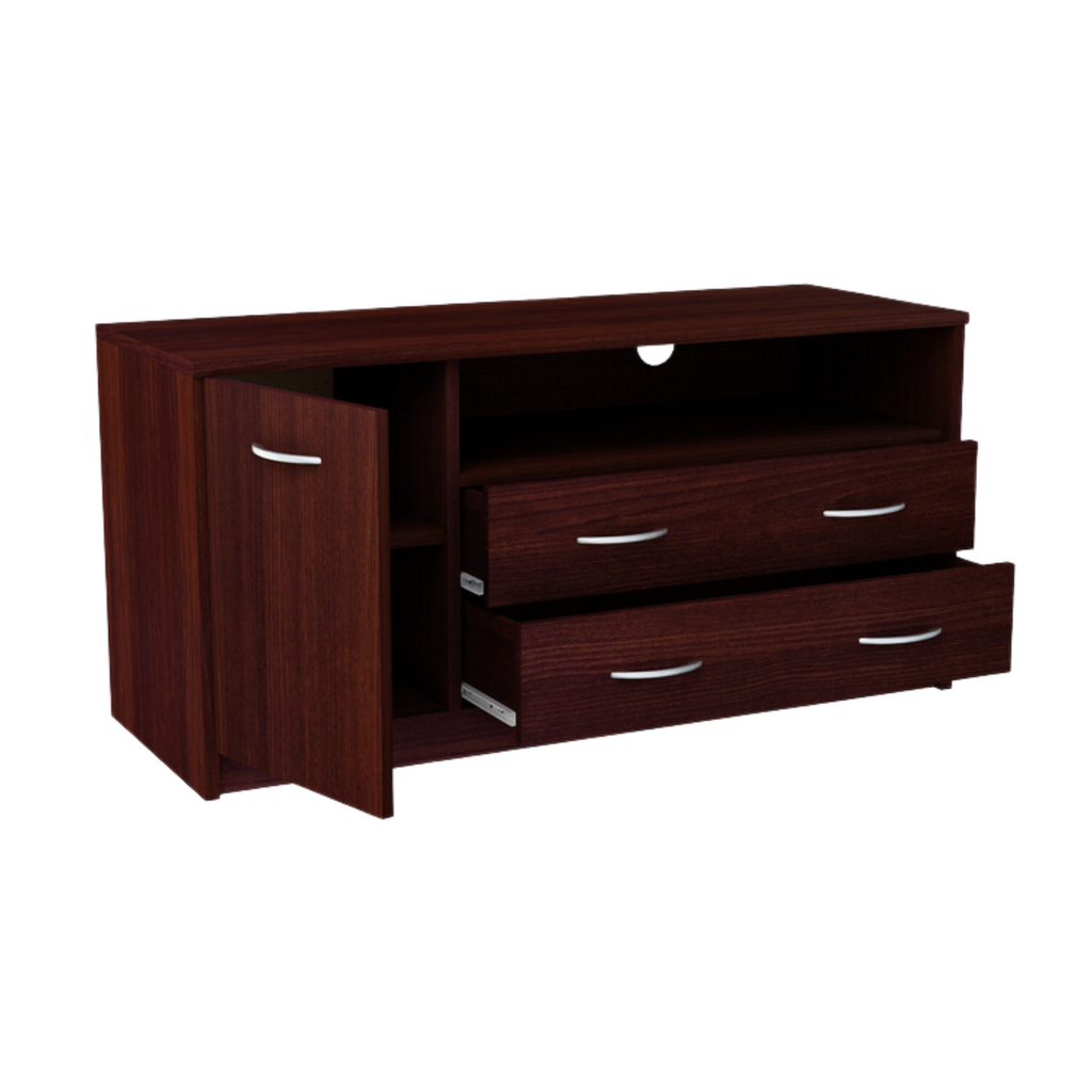JULIA - Mueble de TV con 2 cajones y 1 puerta - Wenge H55cm W110cm D41cm