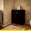 JULIA - Gabinete base con estantes - 2 puertas - Wenge H85cm W74cm D35cm