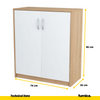 JULIA - Gabinete base con estantes - 2 puertas - Roble Sonoma / Blanco mate H85cm W74cm D35cm