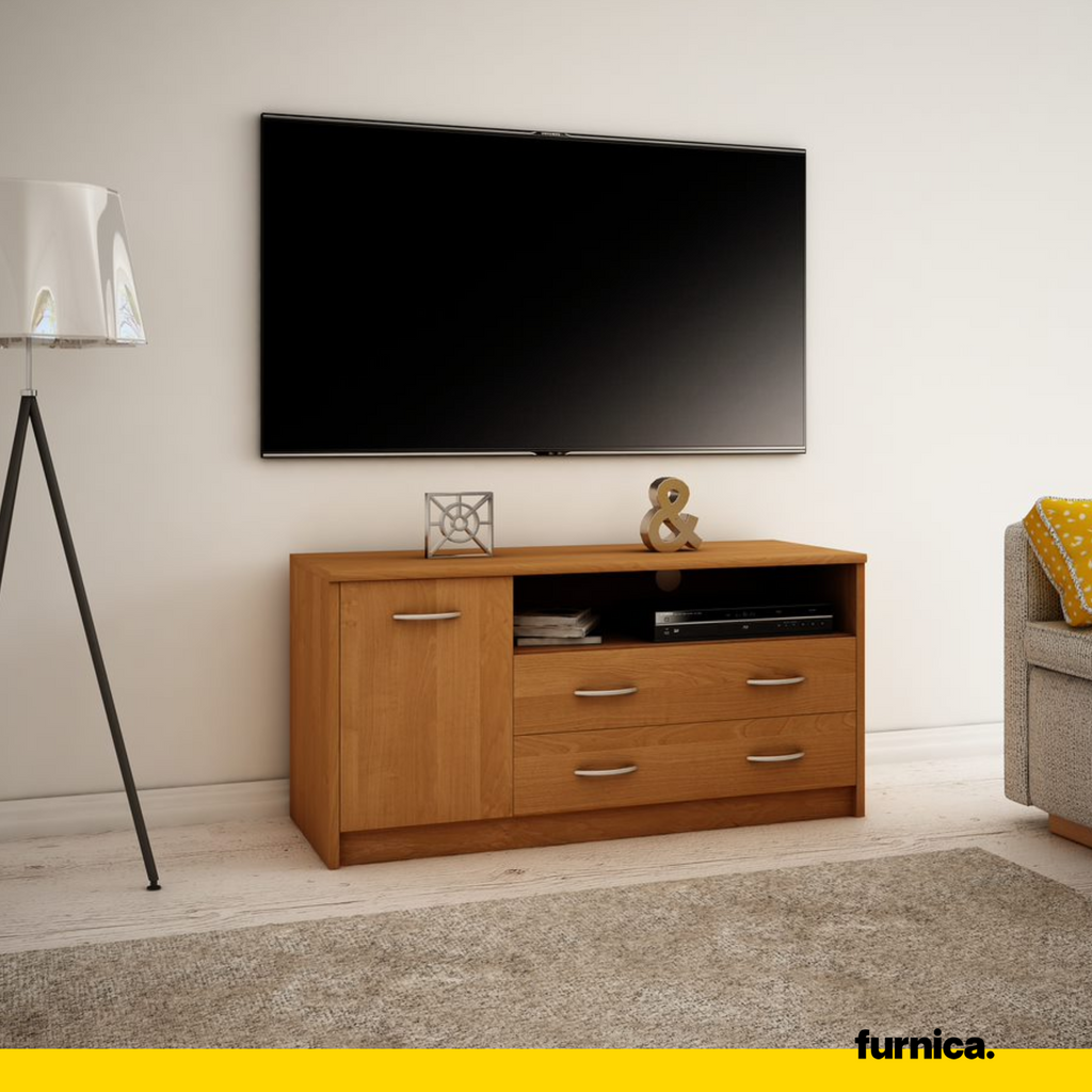 JULIA - Mueble de TV con 2 cajones y 1 puerta - Aliso H55cm W110cm D41cm