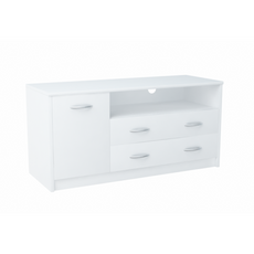 JULIA - Mueble de TV con 2 cajones y 1 puerta - Blanco mate H55cm W110cm D41cm