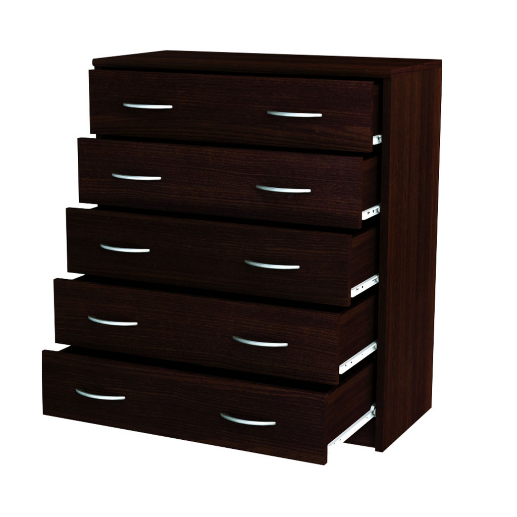 JULIA - Cómoda de 5 cajones - Gabinete de almacenamiento para dormitorio - Aparador - Wenge H85cm W74cm D35cm