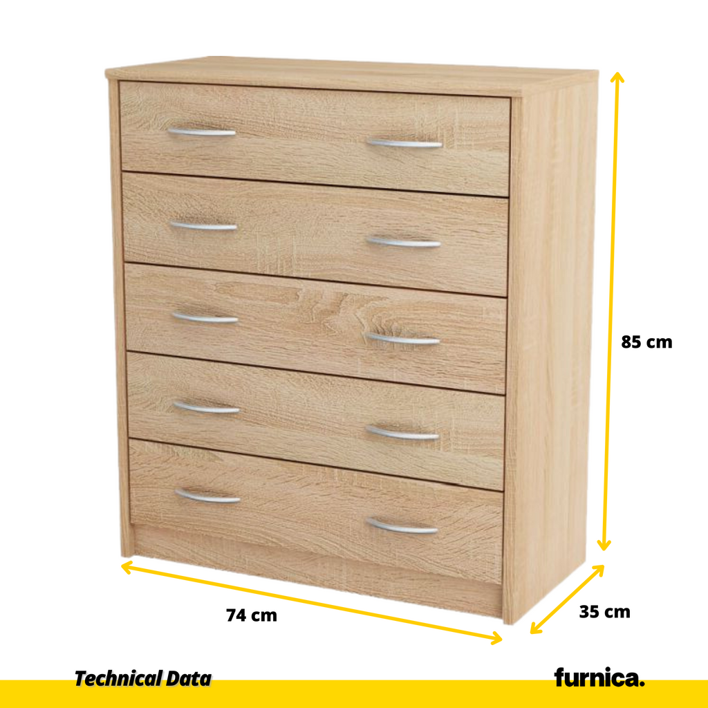JULIA - Zapatero - Almacenamiento de 5 niveles - Roble Sonoma H85cm W74cm D35cm