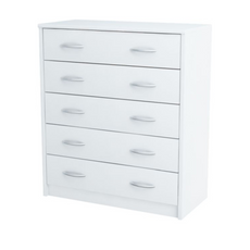 JULIA - Cómoda de 5 cajones - Gabinete de almacenamiento para dormitorio - Blanco mate H85cm W74cm D35cm