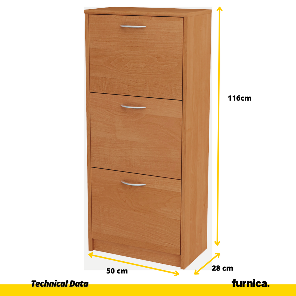 JULIA - Zapatero - Almacenamiento de 3 niveles - Aliso H116cm W50cm D28cm