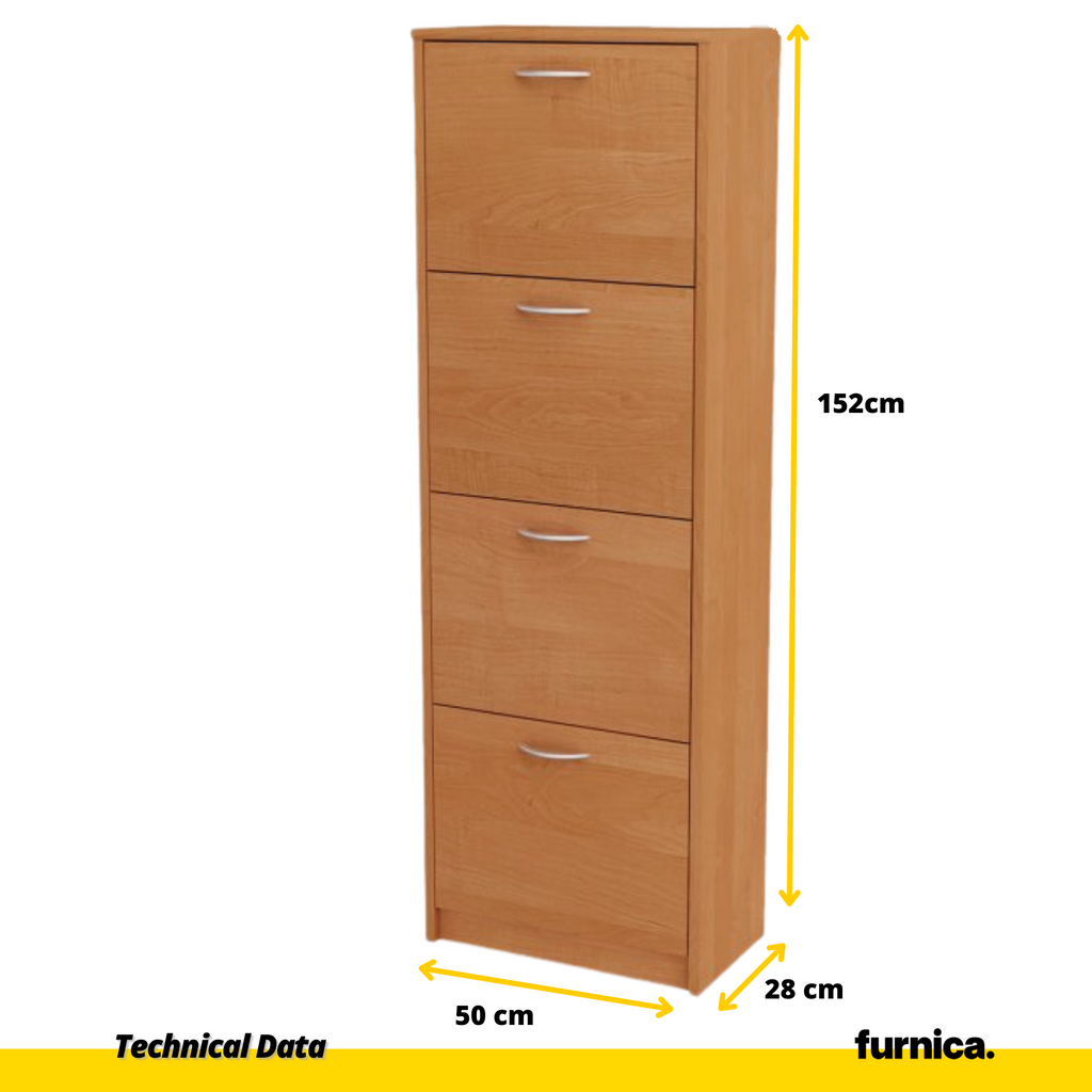 JULIA - Zapatero - Almacenamiento de 4 niveles - Aliso H152cm W50cm D28cm