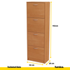 JULIA - Zapatero - Almacenamiento de 4 niveles - Aliso H152cm W50cm D28cm