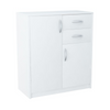 JULIA - Cómoda de 2 cajones y 2 puertas - Armario de almacenamiento para el dormitorio - Aparador - Blanco mate - H85cm W74cm D35cm