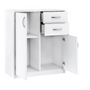 JULIA - Cómoda de 2 cajones y 2 puertas - Armario de almacenamiento para el dormitorio - Aparador - Blanco mate - H85cm W74cm D35cm