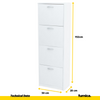 JULIA - Zapatero - Almacenamiento de 4 niveles - Blanco mate H152cm W50cm D28cm