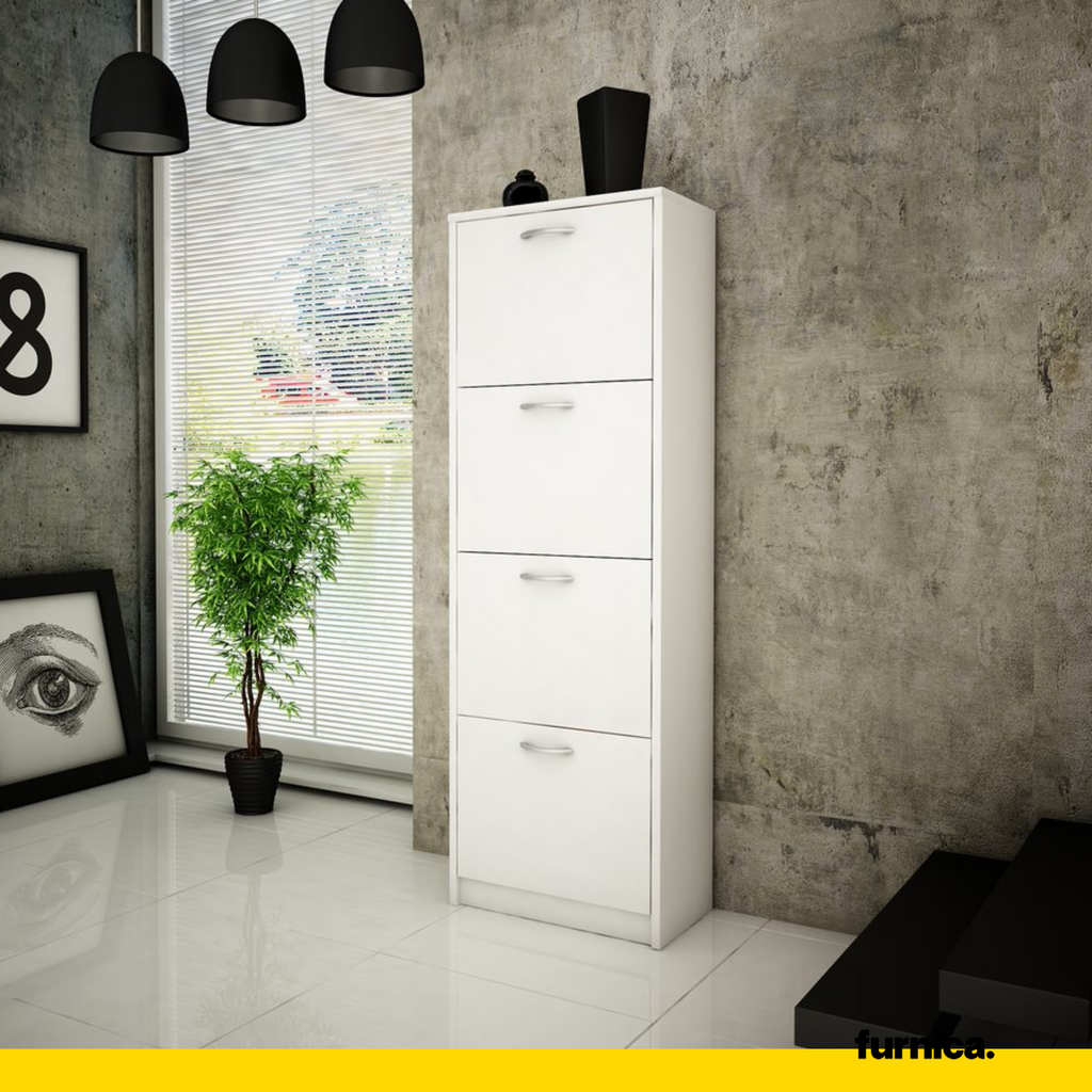 JULIA - Zapatero - Almacenamiento de 4 niveles - Blanco mate H152cm W50cm D28cm