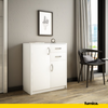 JULIA - Cómoda de 2 cajones y 2 puertas - Armario de almacenamiento para el dormitorio - Aparador - Blanco mate - H85cm W74cm D35cm