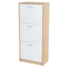 JULIA - Zapatero - Almacenamiento de 3 niveles - Roble Sonoma / Blanco Mate H116cm W50cm D28cm