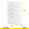 JULIA - Cómoda de 4 cajones - Gabinete de almacenamiento para el dormitorio - Aparador - Blanco mate - H85cm W45cm D35cm