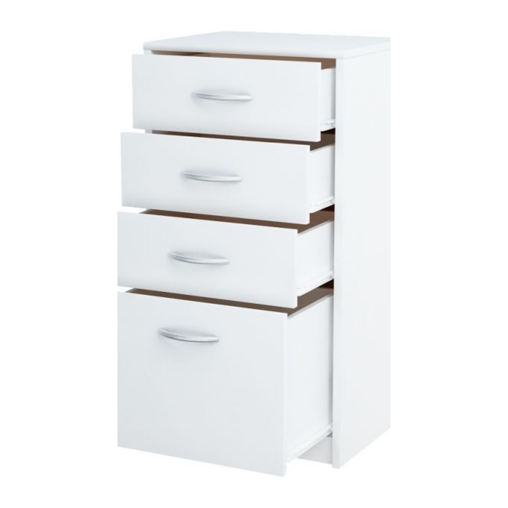 JULIA - Cómoda de 4 cajones - Gabinete de almacenamiento para el dormitorio - Aparador - Blanco mate - H85cm W45cm D35cm