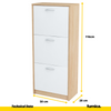 JULIA - Zapatero - Almacenamiento de 3 niveles - Roble Sonoma / Blanco Mate H116cm W50cm D28cm