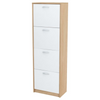 JULIA - Zapatero - Almacenamiento de 4 niveles - Roble Sonoma / Blanco Mate H152cm W50cm D28cm