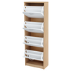 JULIA - Zapatero - Almacenamiento de 4 niveles - Roble Sonoma / Blanco Mate H152cm W50cm D28cm