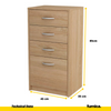 JULIA - Cómoda de 4 cajones - Gabinete de almacenamiento para el dormitorio - Aparador - Roble Sonoma H85cm W45cm D35cm
