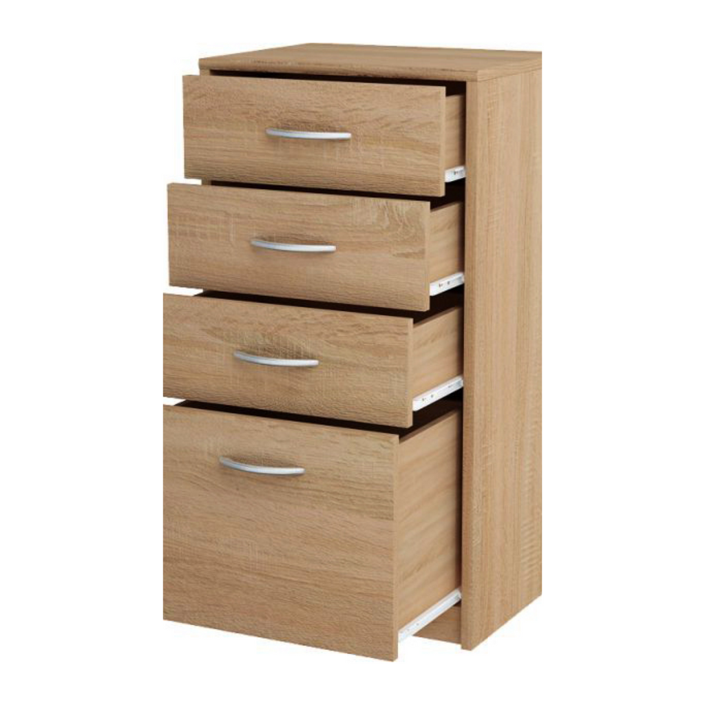 JULIA - Cómoda de 4 cajones - Gabinete de almacenamiento para el dormitorio - Aparador - Roble Sonoma H85cm W45cm D35cm