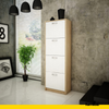 JULIA - Zapatero - Almacenamiento de 4 niveles - Roble Sonoma / Blanco Mate H152cm W50cm D28cm