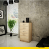 JULIA - Cómoda de 4 cajones - Gabinete de almacenamiento para el dormitorio - Aparador - Roble Sonoma H85cm W45cm D35cm