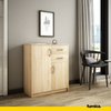 JULIA - Cómoda de 2 cajones y 2 puertas - Armario de almacenamiento para el dormitorio - Aparador - Roble Sonoma - H85cm W74cm D35cm