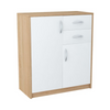 JULIA - Cómoda de 2 cajones y 2 puertas - Armario de almacenamiento para dormitorio - Aparador - Roble Sonoma / Blanco mate - H85cm W74cm D35cm