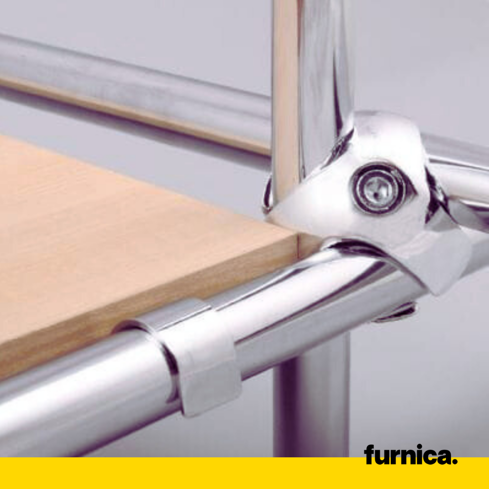 Soporte de tablero horizontal de 25 mm, cromado (3) – Furnica