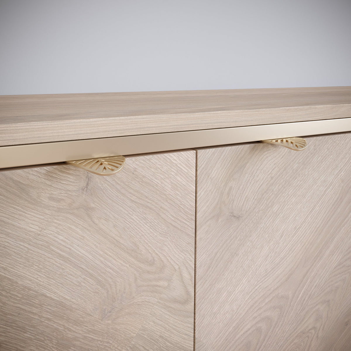 Tirador de muebles LEAF Edge Pull de 32 mm (longitud total de 60 mm) - Dorado latón. (9) – Furnica